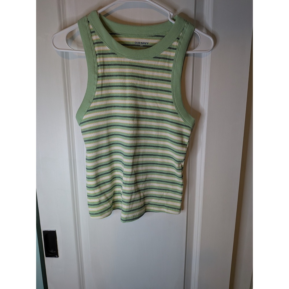 Old Navy Snug Ribbed Striped Racerback Tank Top Green Multi Womens Large